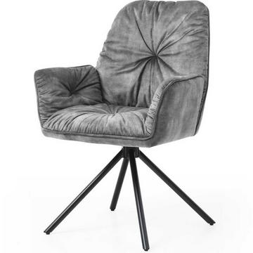 Fauteuil velours gris avec fonction pivotante