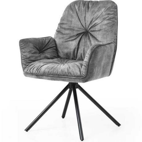 mutoni Fauteuil velours gris avec fonction pivotante  