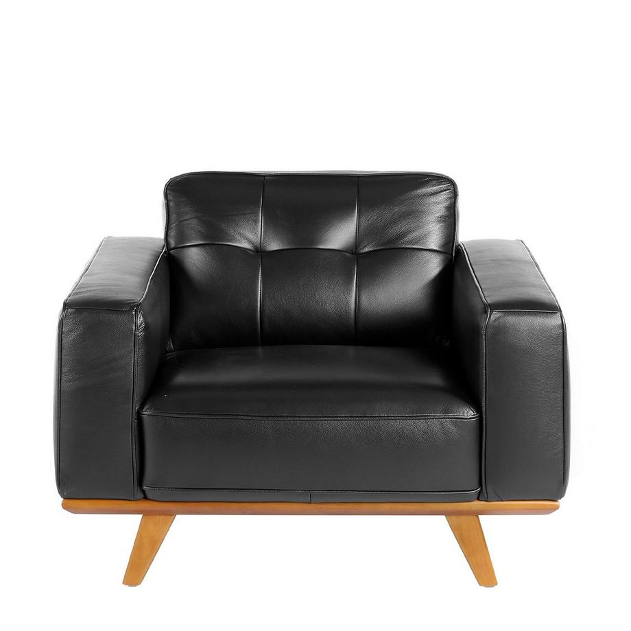 ANGEL CERDA Fauteuil chester en cuir noir  