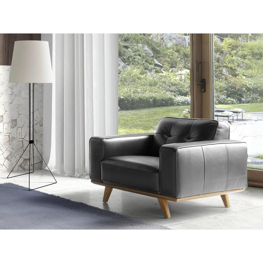 ANGEL CERDA Fauteuil chester en cuir noir  