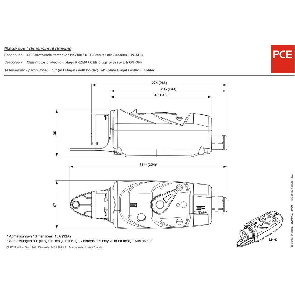 PCE  Interruttore protezione motore CEE 16 A 5 poli 400 V 