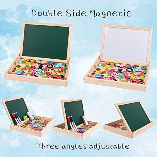 Activity-board  puzzle magnétique en bois chevalet recto-verso tableau en bois gribouiller pour enfants 