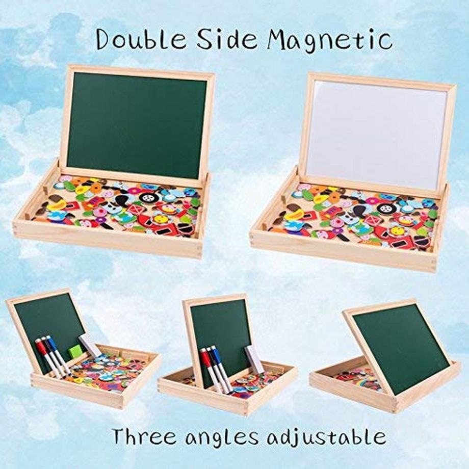 Activity-board  Magnetische Holzpuzzle Staffelei Doppelseitige Tafel Holztafel Kritzeln für Kinder 