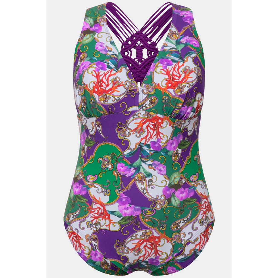 Ulla Popken Maillot de bain Bonnets Souples Bretelles Macramé Motif Floral  