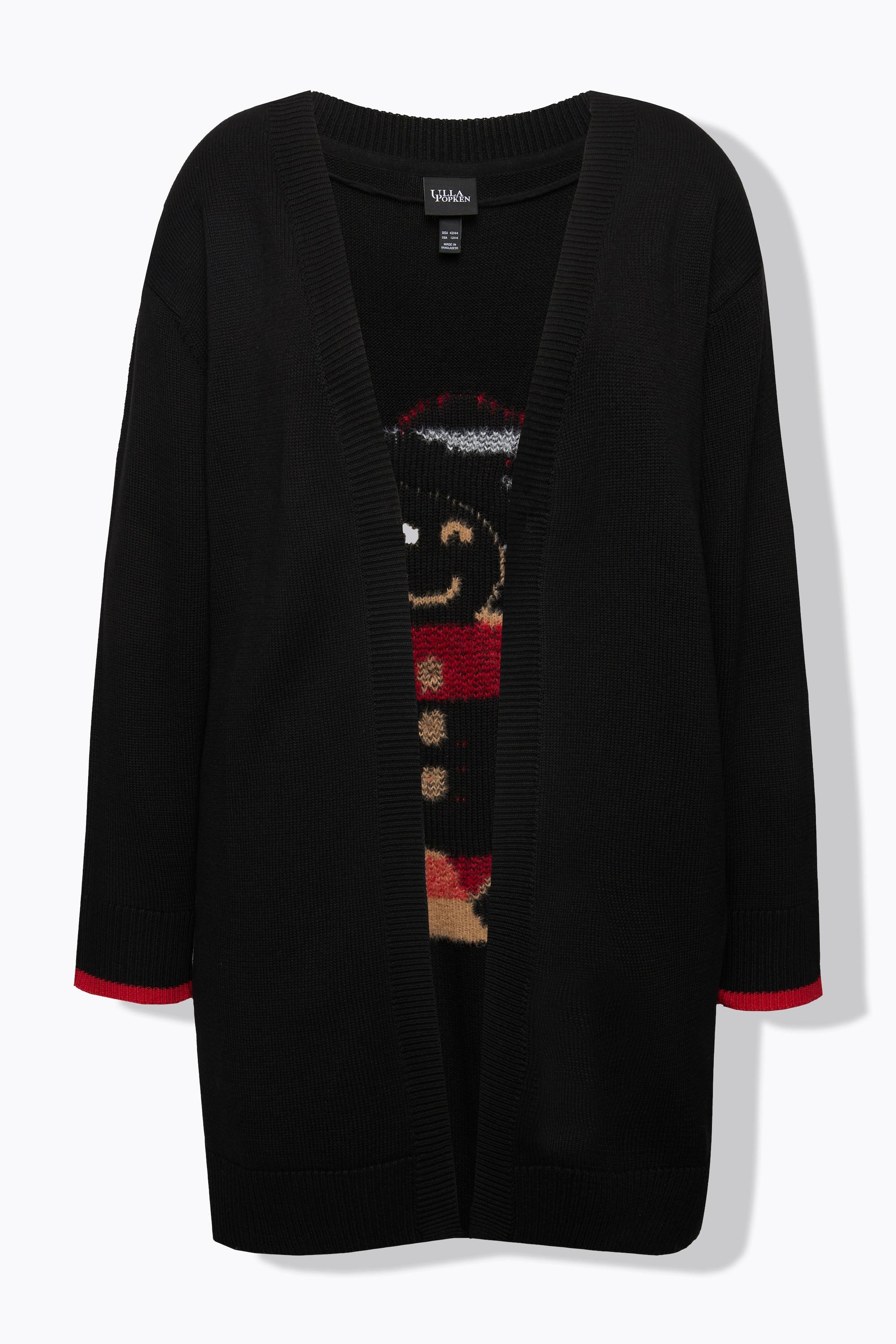 Ulla Popken Cardigan Ouvert Bonhomme en Pain d'Épices  