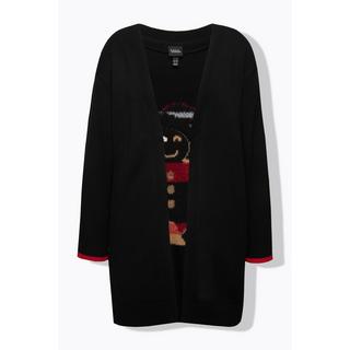 Ulla Popken Cardigan Ouvert Bonhomme en Pain d'Épices  