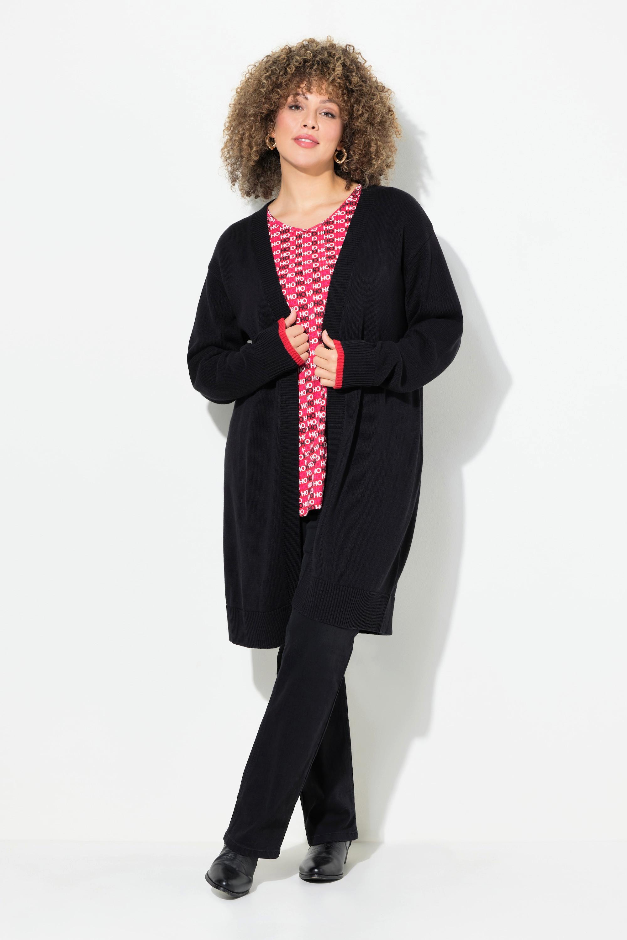 Ulla Popken Cardigan Ouvert Bonhomme en Pain d'Épices  