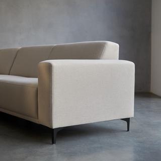 Tikamoon Sofa mit Ecke links und ecrufarbenem Stoffbezug 295 x 185 cm ,5-Sitzer Lars  