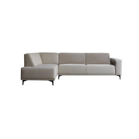 Tikamoon Sofa mit Ecke links und ecrufarbenem Stoffbezug 295 x 185 cm ,5-Sitzer Lars  