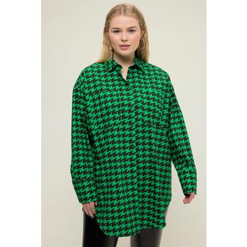 Camicia dal taglio oversize con pied-de-poule, abbottonatura e collo da camicia