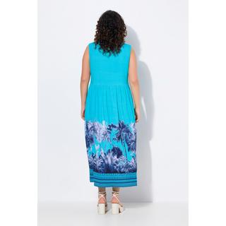 Ulla Popken Maxi Abito Jersey Stampa Palme Scollo a V Senza Maniche  