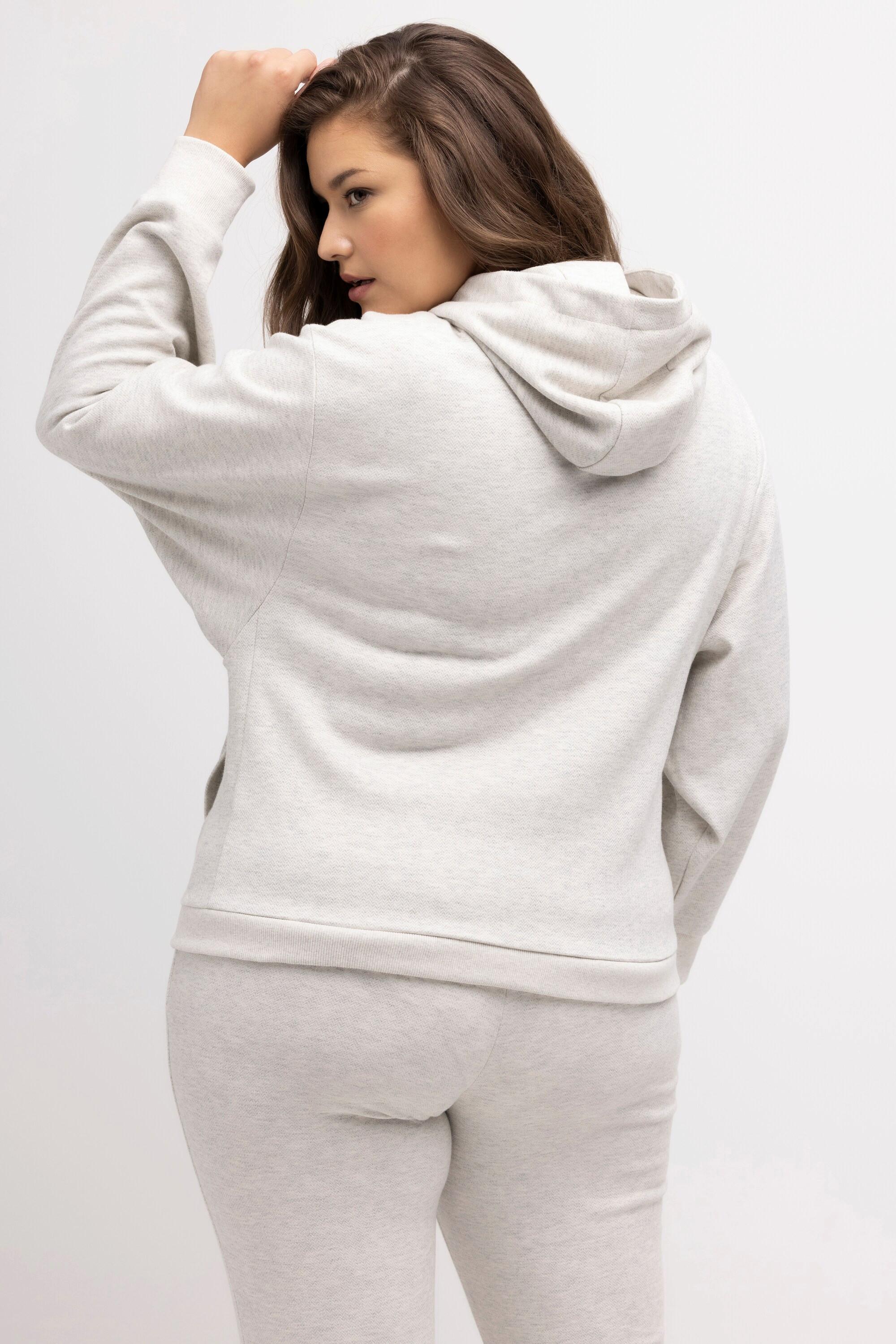 Ulla Popken Maglia con cappuccio oversize a spina di pesce maniche lunghe  