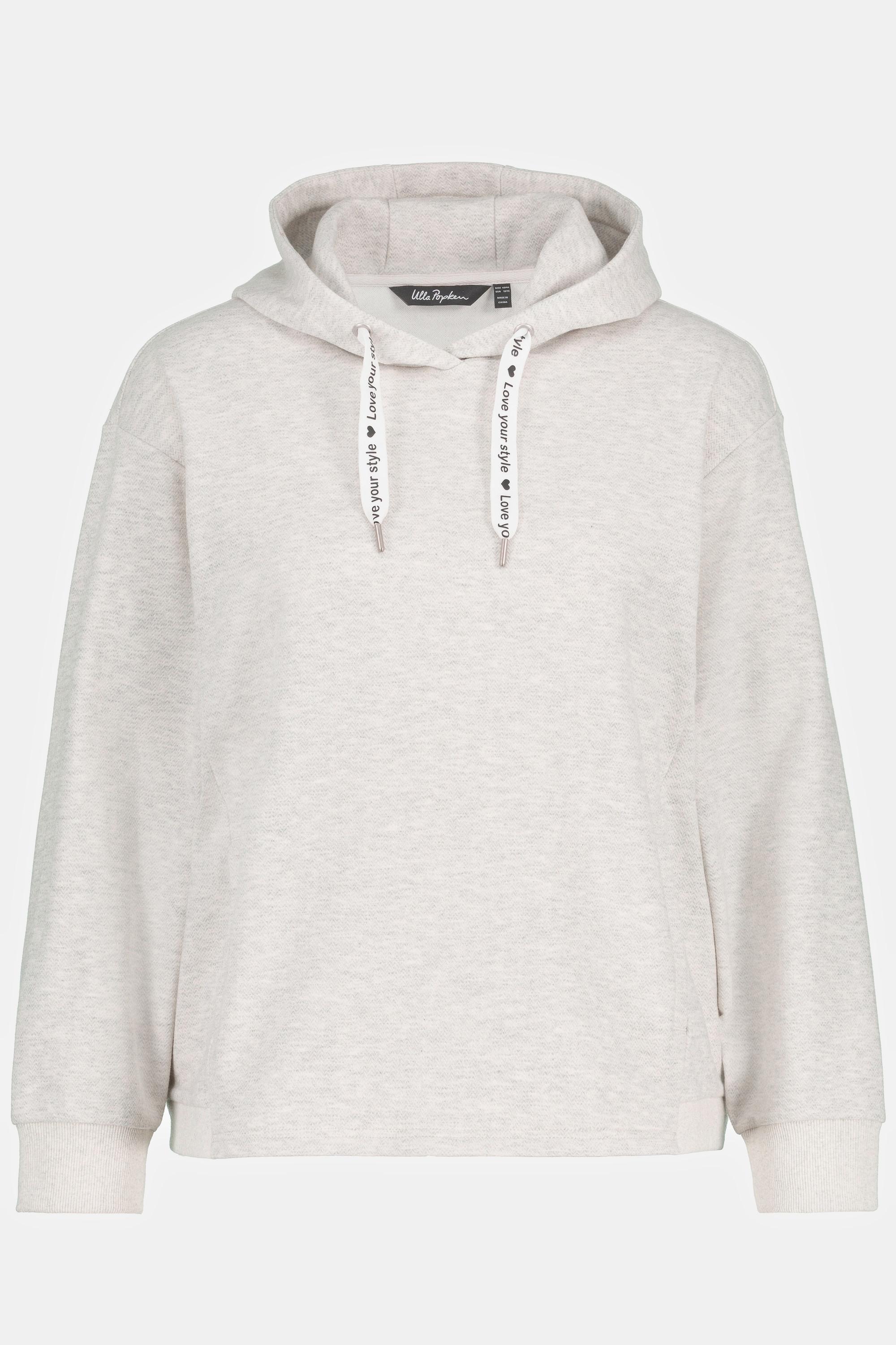 Ulla Popken Maglia con cappuccio oversize a spina di pesce maniche lunghe  