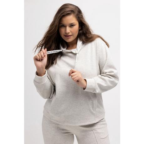 Ulla Popken Maglia con cappuccio oversize a spina di pesce maniche lunghe  