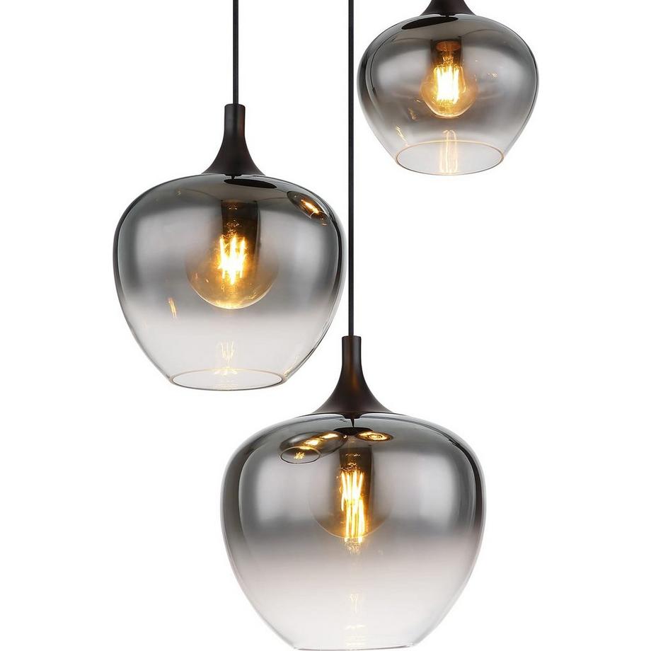 mutoni Lampe à suspension Maxy métal noir mat 3xE27  