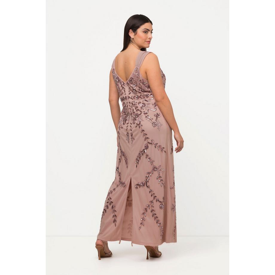 Ulla Popken Pailletten A-Linie V-Ausschnitt Trägerkleid  