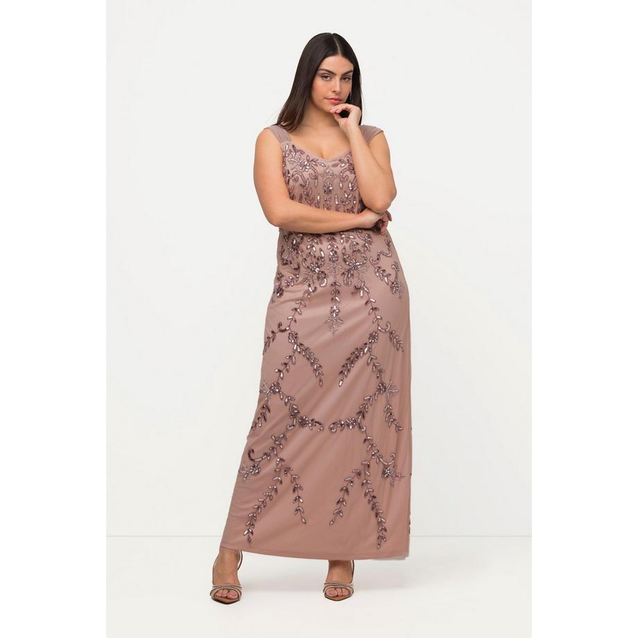 Ulla Popken Pailletten A-Linie V-Ausschnitt Trägerkleid  