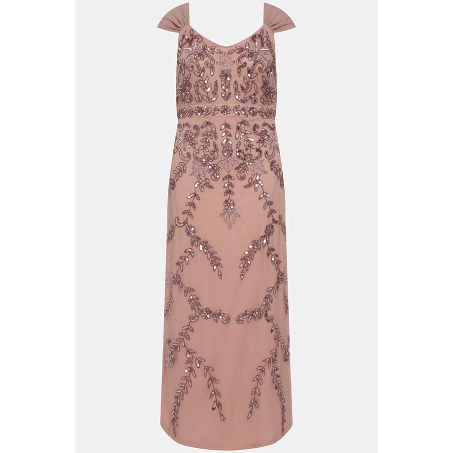 Ulla Popken Pailletten A-Linie V-Ausschnitt Trägerkleid  