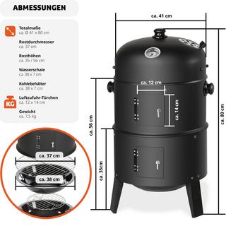 Tectake Barbecue vertical 3 en 1 fumoir  