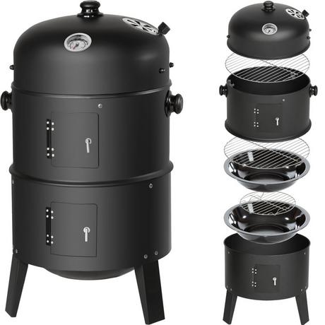 Tectake Barbecue vertical 3 en 1 fumoir  