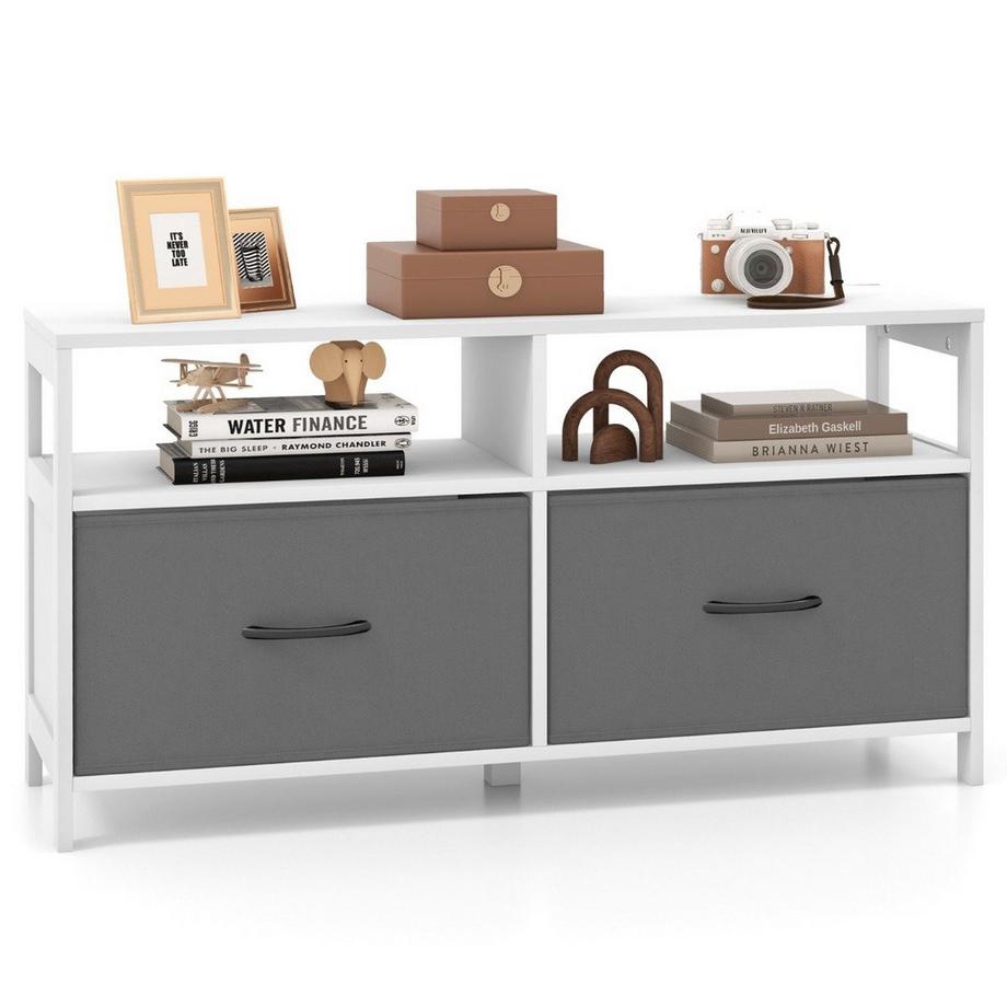 B2X Commode avec meuble de rangement 2 tiroirs et étagères ouvertes 100 x 30 x 53 cm  