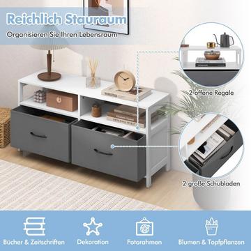 Cassettiera con 2 cassetti mobile contenitore con ripiani a giorno 100 x 30 x 53 cm