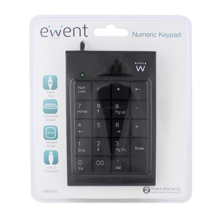 Ewent  EW3102 Numerische Tastatur PC  Server USB Schwarz 