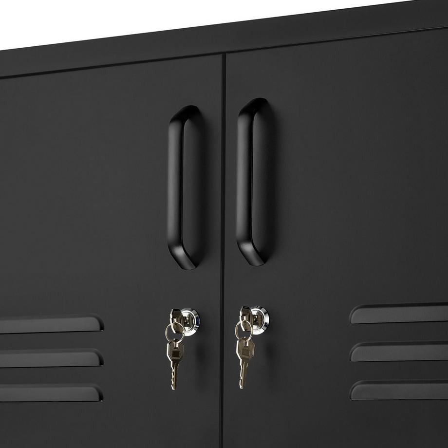 Tectake Sideboard Baker, Magnetverschluss, verstellbarer Zwischenboden, abschliessbare Türen, Kabelführung  