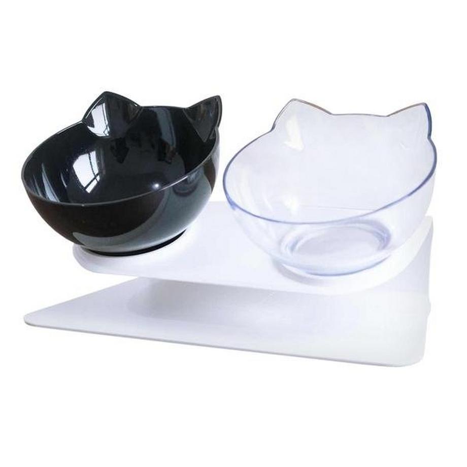 eStore  2x Ergonomische Katzennäpfe - SchwarzTransparent 