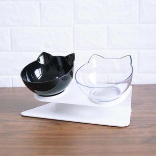 eStore  2x Gamelles Ergonomiques pour Chats - Noir/Transparent 