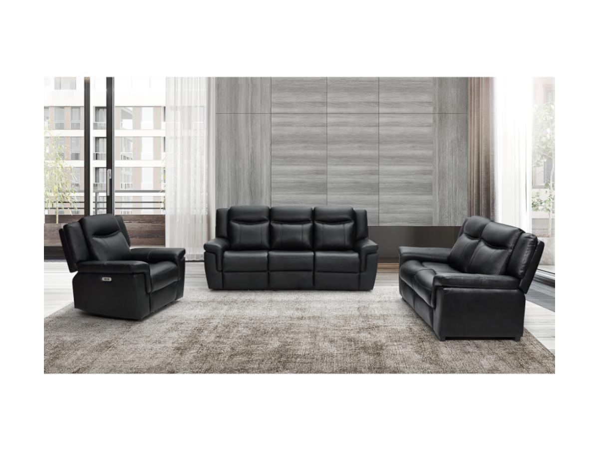 Vente-unique Relaxsofa elektrisch 3Sitzer Leder KENNETH  