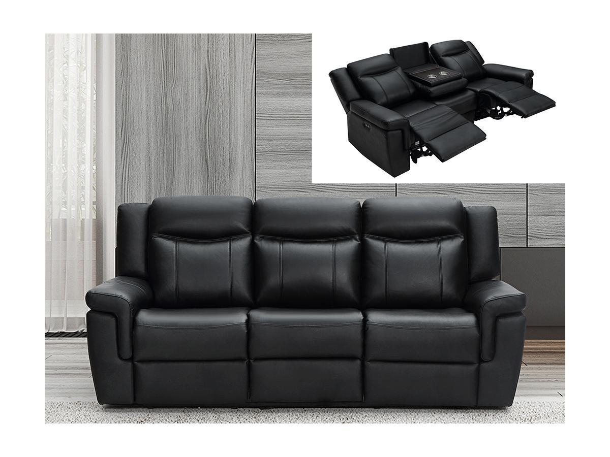 Vente-unique Relaxsofa elektrisch 3Sitzer Leder KENNETH  