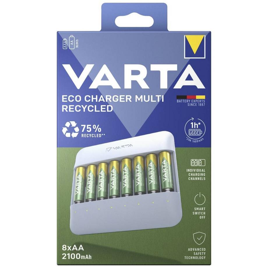 VARTA  Eco Charger Multi Recycled 4x AA 2100 mAh Box 