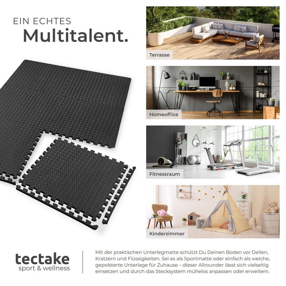 Tectake  Ensemble de 12 dalles carrées pour le sol  12 pièces avec 24 bordures 