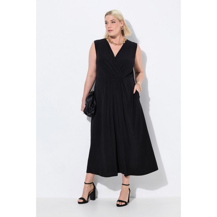 Ulla Popken Robe maxi A-line sans manches effet cache-cœur  