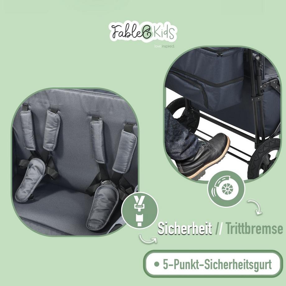 FableKids  Bollerwagen LEO X4Plus mit Dach faltbarer Transportwagen 