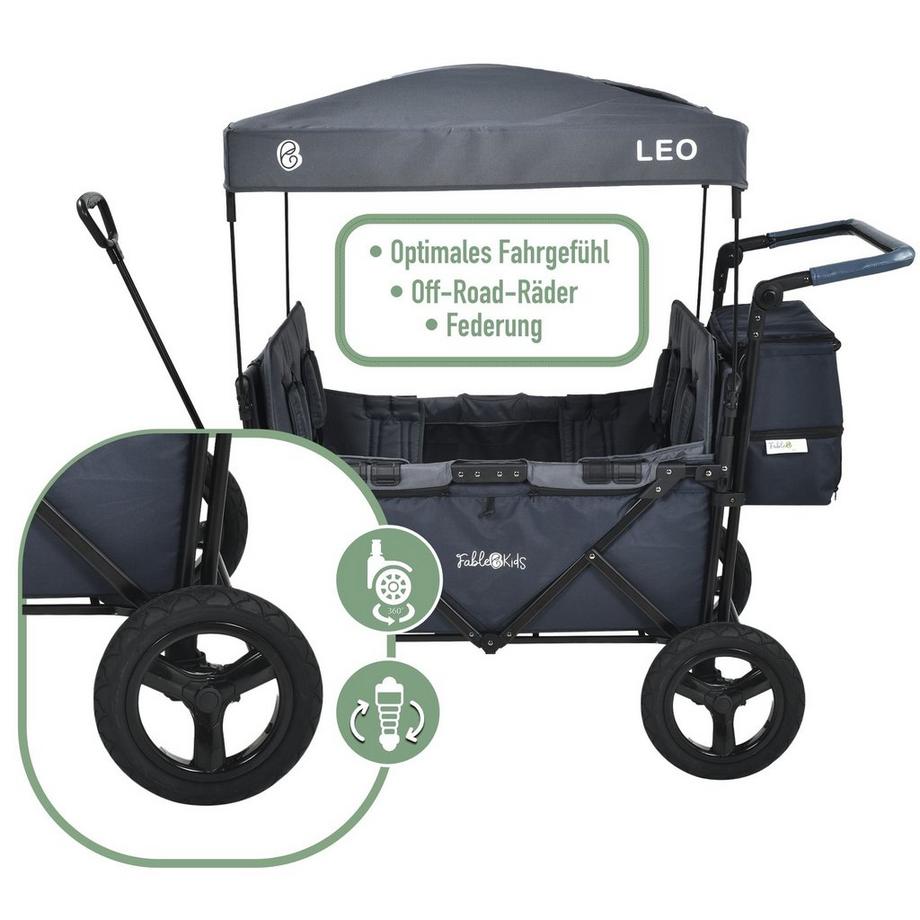 FableKids  Bollerwagen LEO X4Plus mit Dach faltbarer Transportwagen 