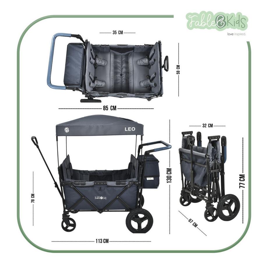 FableKids  Bollerwagen LEO X4Plus mit Dach faltbarer Transportwagen 