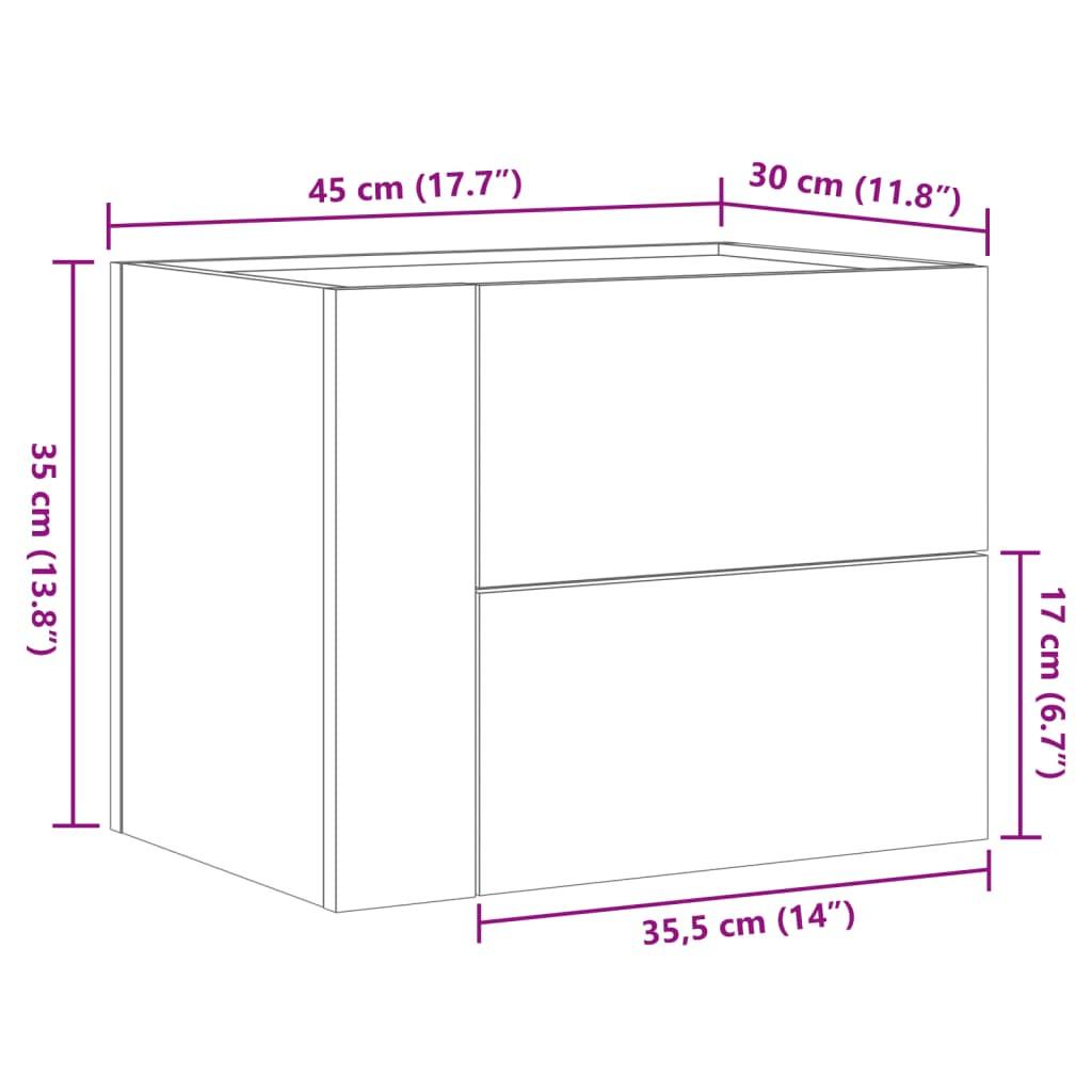 VidaXL Armoire de chevet murale bois d'ingénierie  