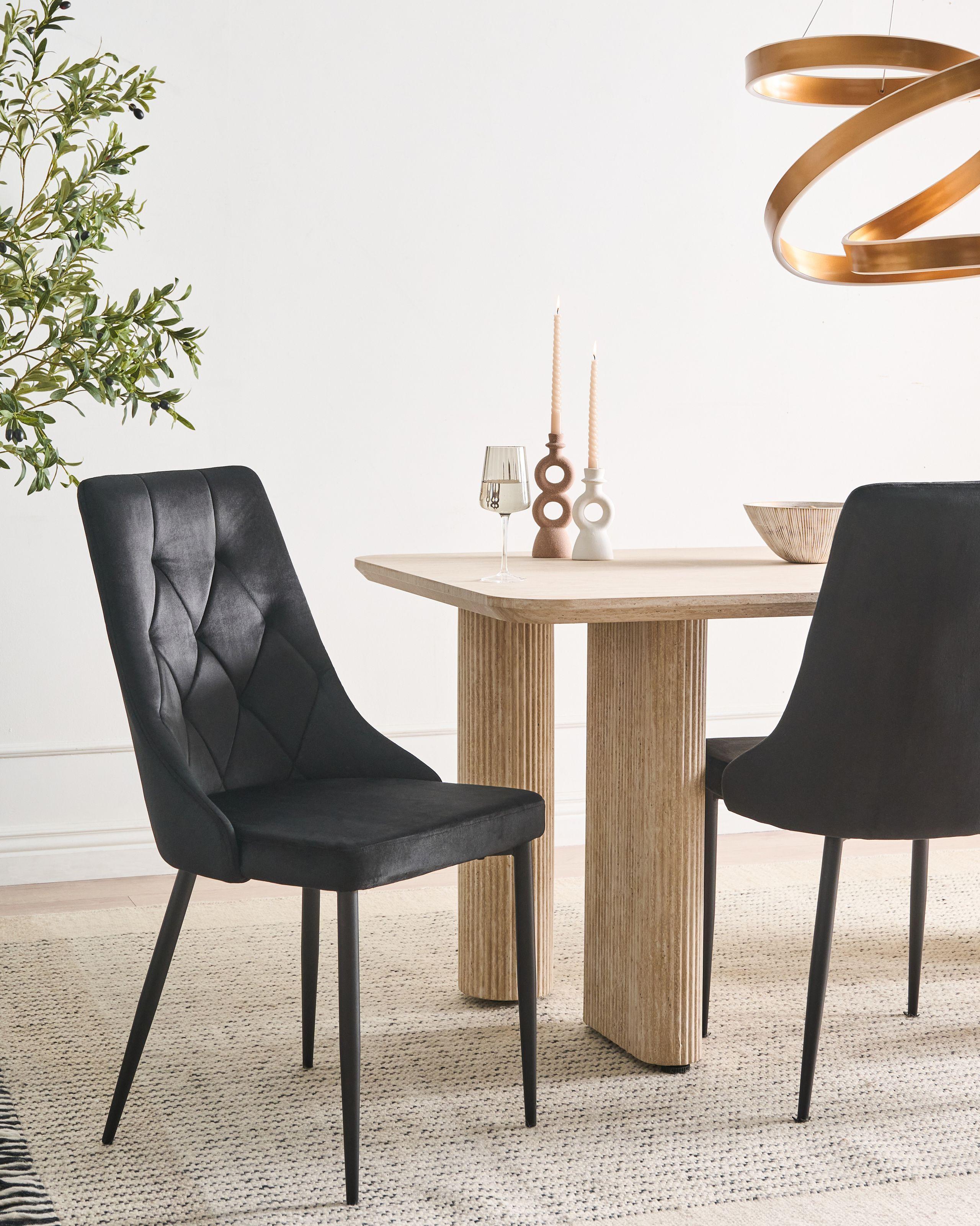 Beliani Lot de 2 chaises de salle à manger en Velours Scandinave AVENIR  