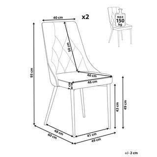 Beliani Lot de 2 chaises de salle à manger en Velours Scandinave AVENIR  