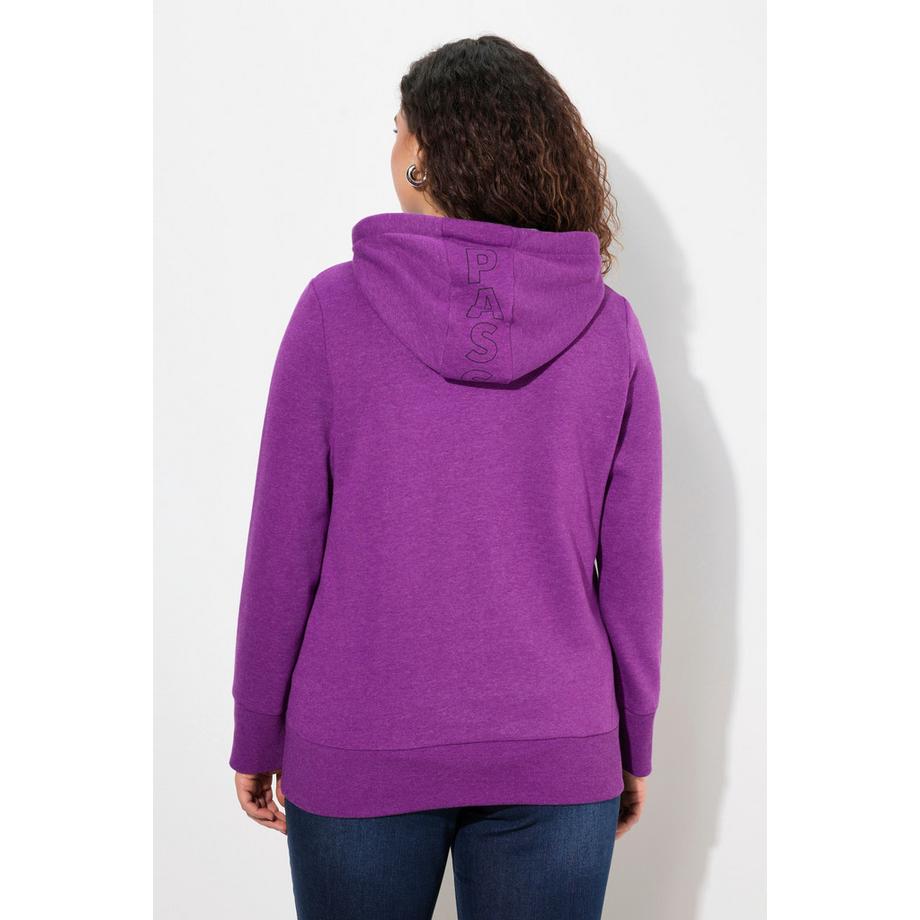 Ulla Popken Sweat-shirt à capuche Tissu Nid d'Abeille Manches Longues  