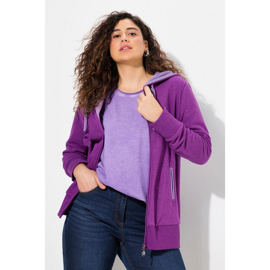 Ulla Popken Sweat-shirt à capuche Tissu Nid d'Abeille Manches Longues  