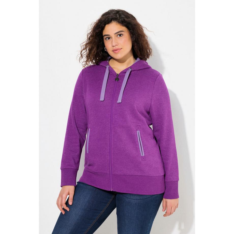 Ulla Popken Sweat-shirt à capuche Tissu Nid d'Abeille Manches Longues  
