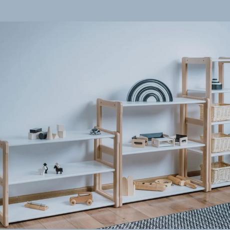 Montessori Set Montessori-Regale, Kinderzimmer, Montessori-Atmosphäre - Weiße Farbe  