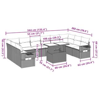 VidaXL Ensemble de canapés de jardin rotin synthétique  