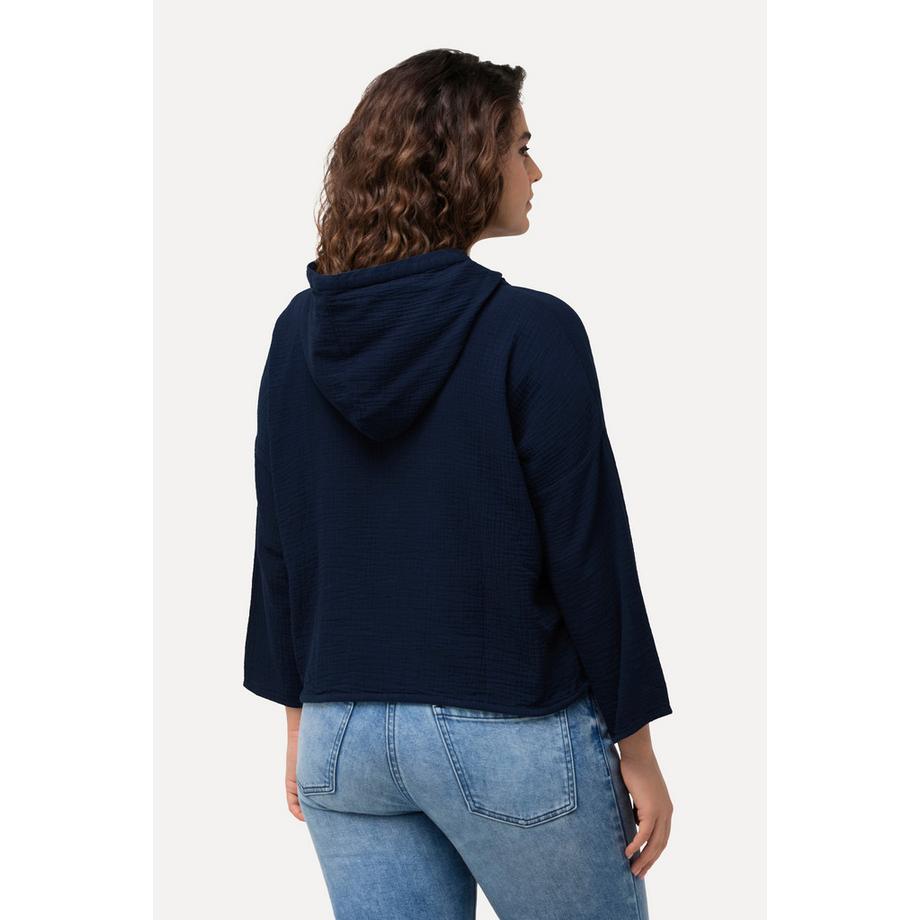 Ulla Popken Blouse Mousseline Capuche Oversized Manches 3/4  