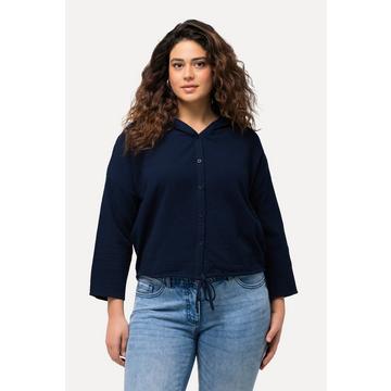 Blusa dal taglio oversize in mussola con cappuccio e maniche a 3/4