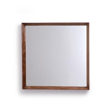 Miroir carré noyer massif H80 cm