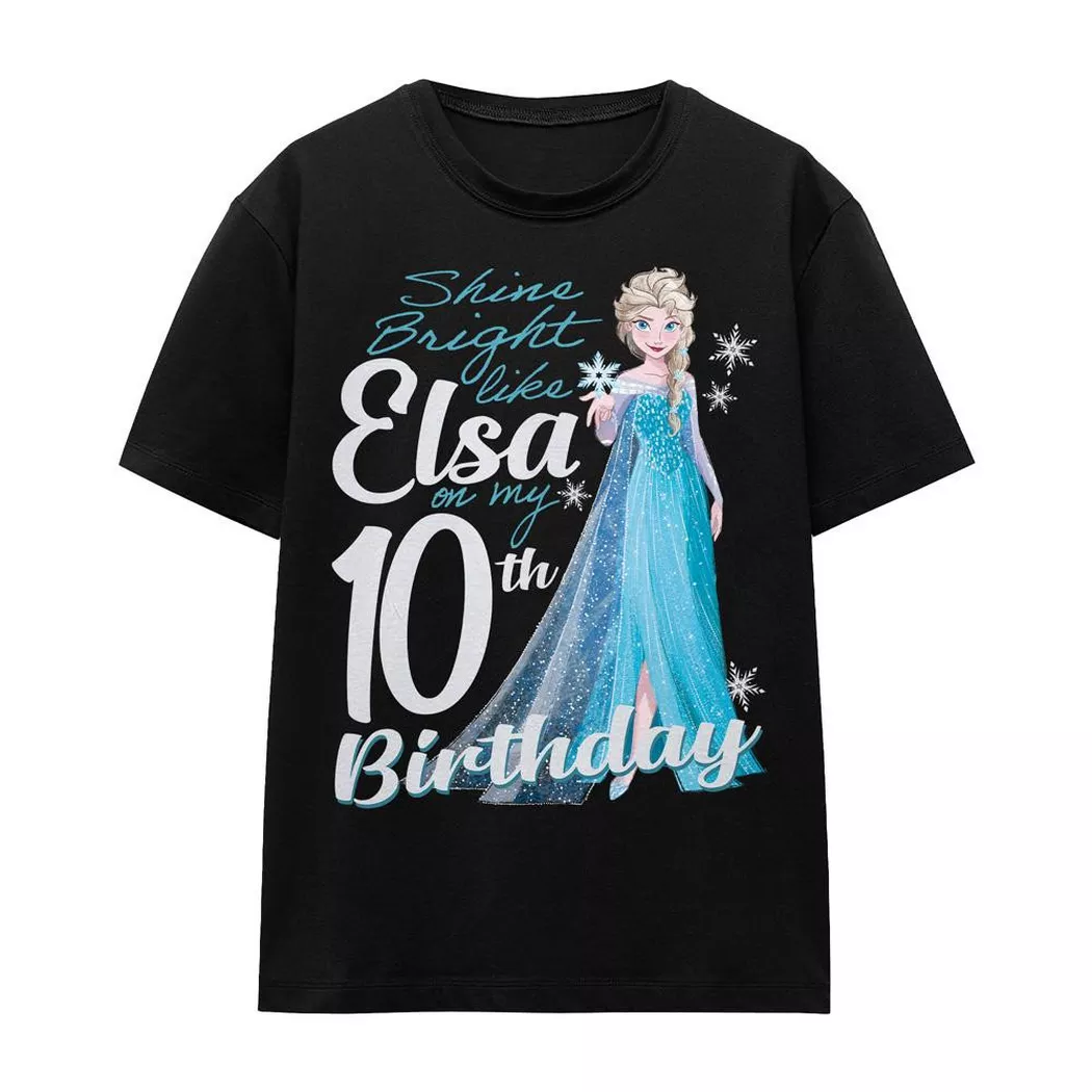 FROZEN - Bright Like Elsa TShirt 10. Geburtstag, für Damen, Schwarz, Größe M